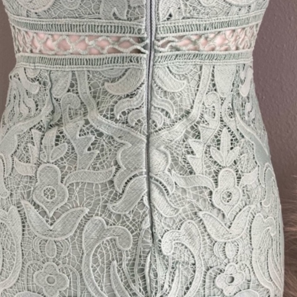 ❤️ Lulus Won Your Heart Sage Green Lace Tie-Strap High-Low Midi Dress - Picture 8 of 8